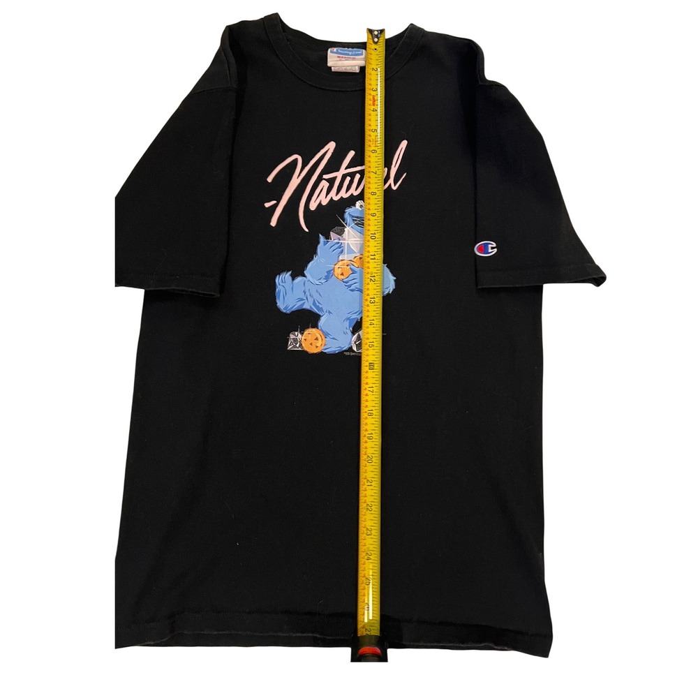 Champion Naturel Cookie Monster T-Shirt Black Graphic Print Mens Medium - Picture 4 of 10